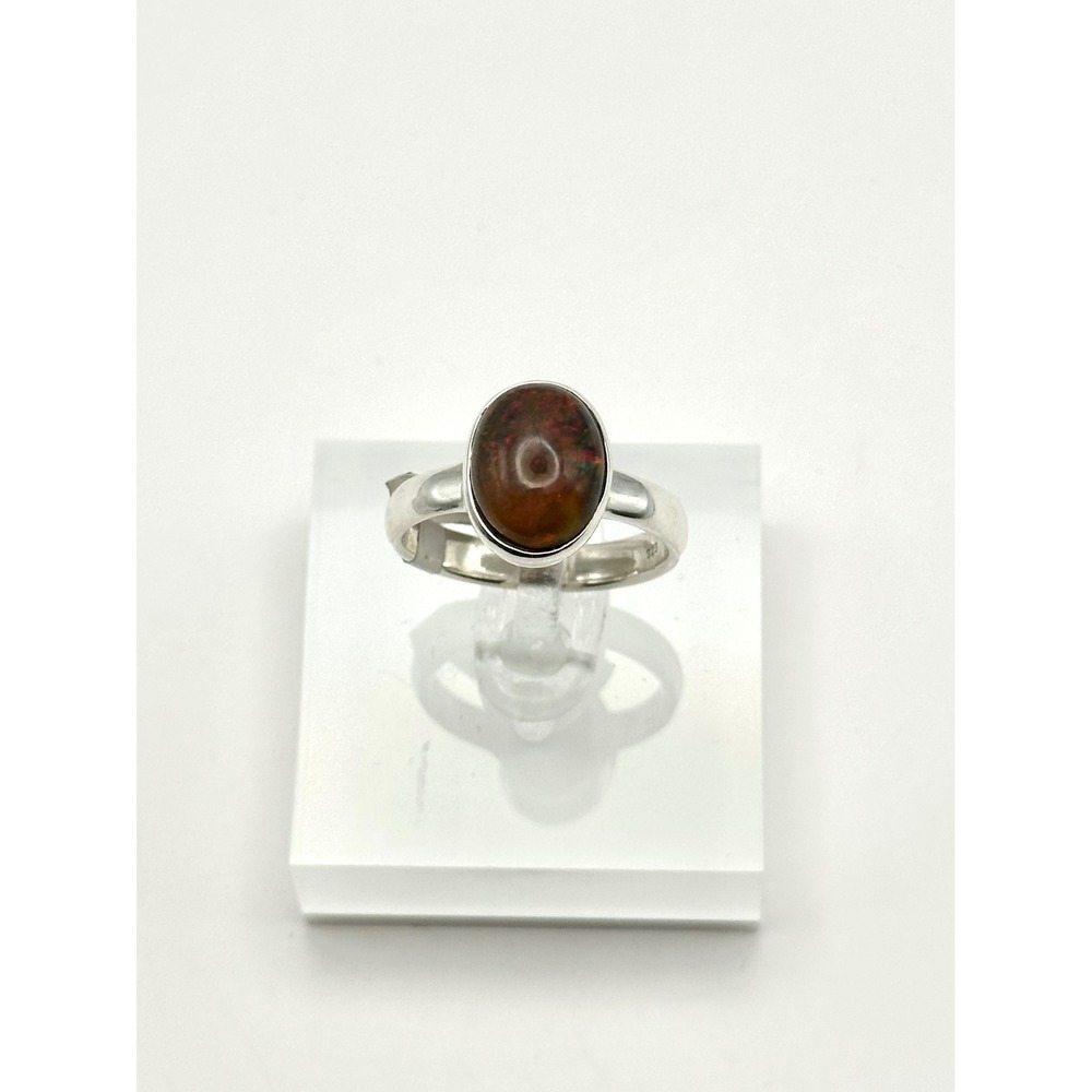 Black Ethiopian Opal Sterling Silver Handmade Ring Size 9